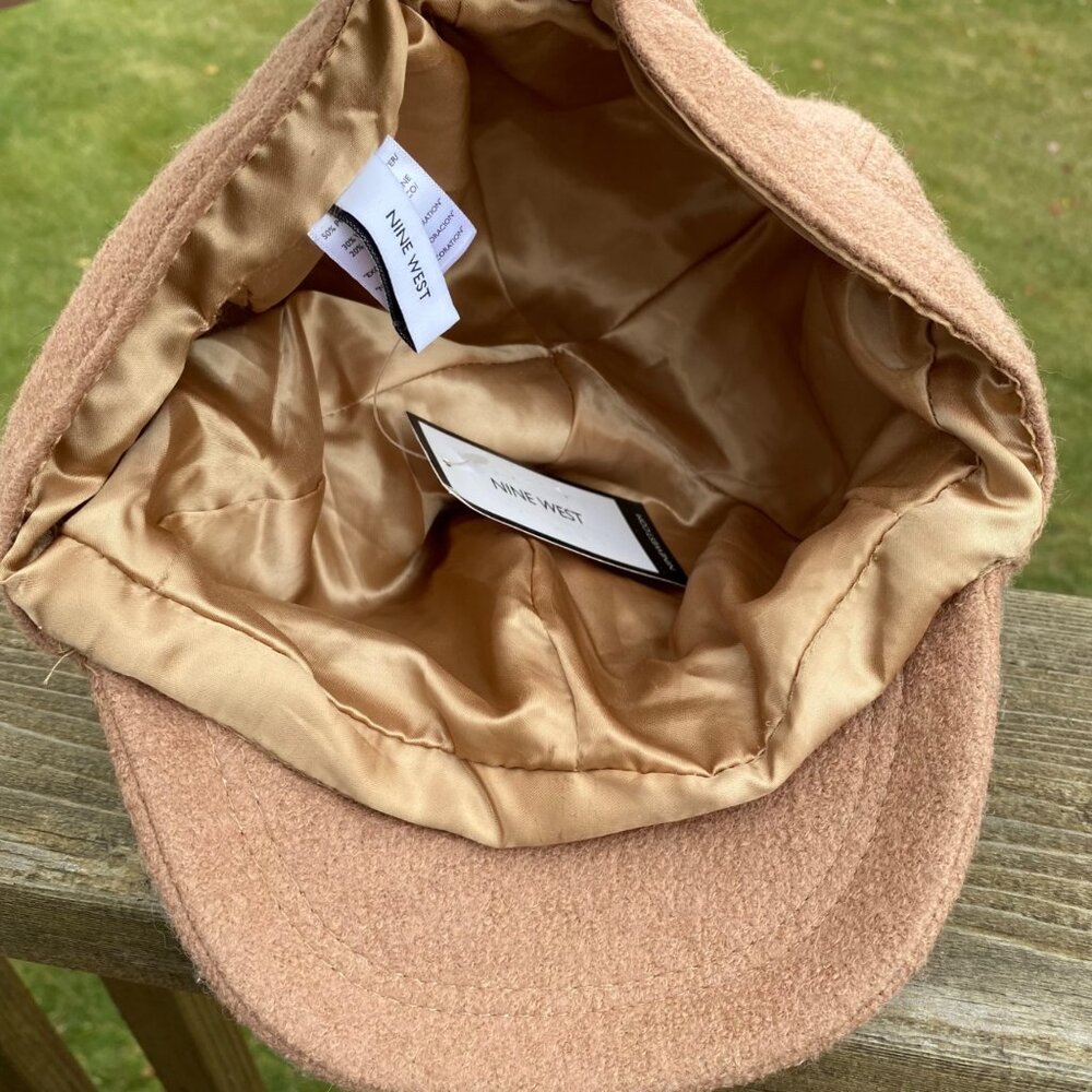 Nine West Womens Newsboy Cabbie Cap Tan Wool Blend Adjustable #4719 NWT $34 - Picture 5 of 9